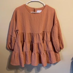 Tiered textured smock top